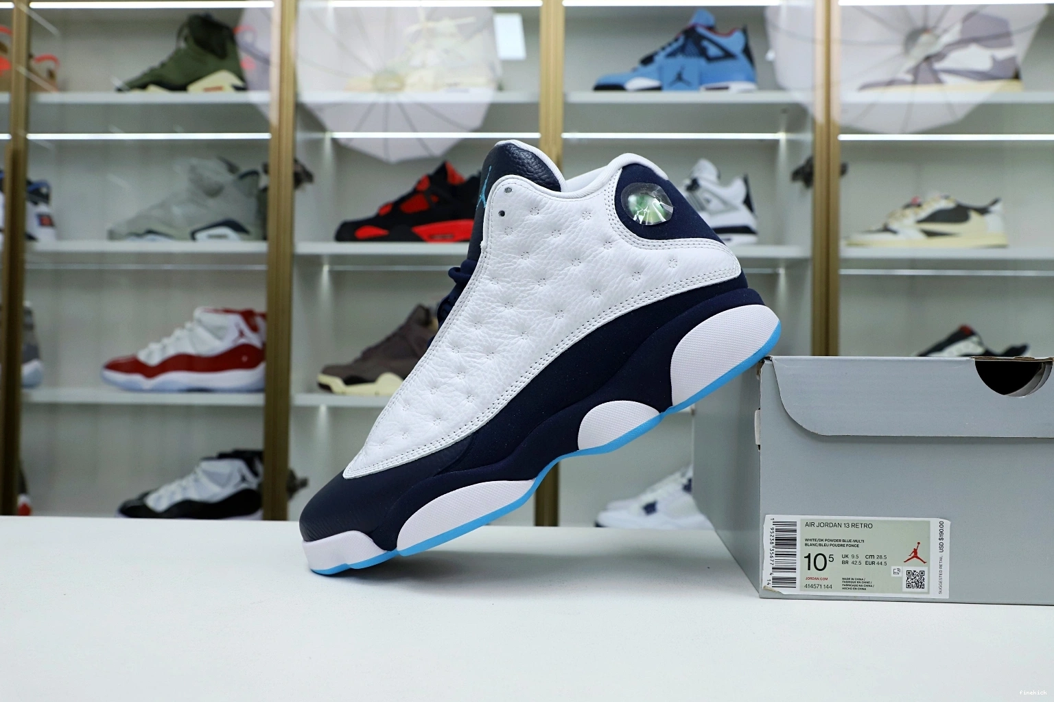 OBSIDIAN 13 RETRO BLUE JORDAN WHITE AIR POWDER 414571-144 0717